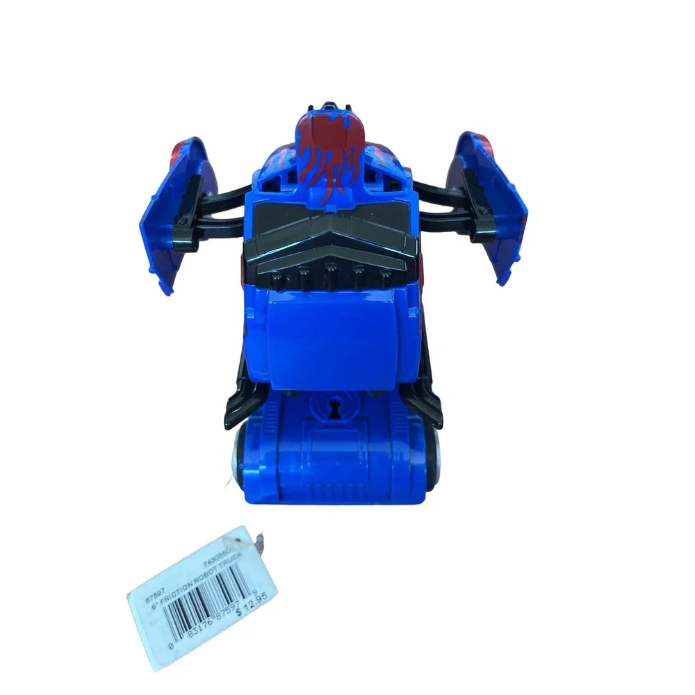 Friction Robot Truck Kids 6 Inch Blue Red Flame Good Optimus Prime Style Toy New